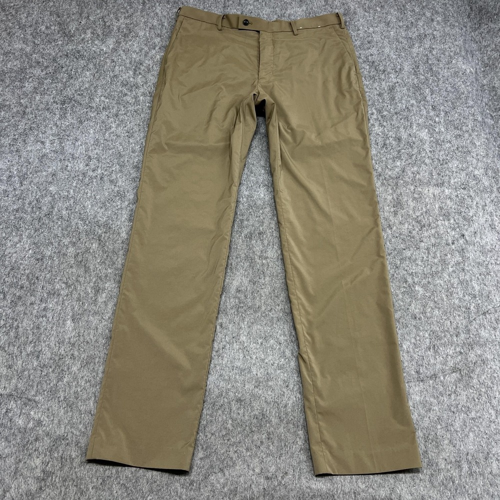 Uniqlo Pants Mens 35x34 Beige Slim Fit Dress Polyester Trousers Work‎ Casual